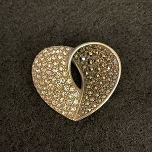 Vintage Marcasite and Cubic Zirconia Heart Pendant Thailand 925 Sterling